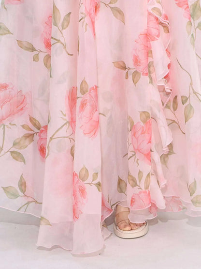 Floral Ruffled Short Sleeve Maxi Dress WESTCLOSET