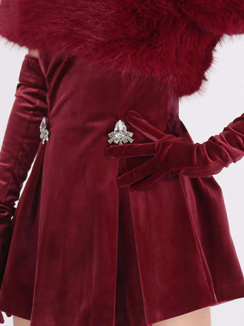 Fuzzy Off Shoulder Mini Dress WESTCLOSET