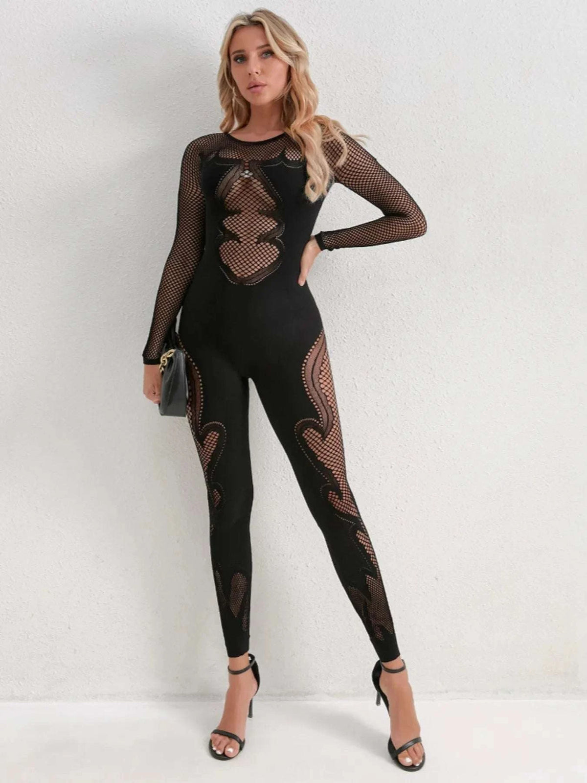 Fishing Net Sheer Long Sleeve Jumpsuit WESTCLOSET
