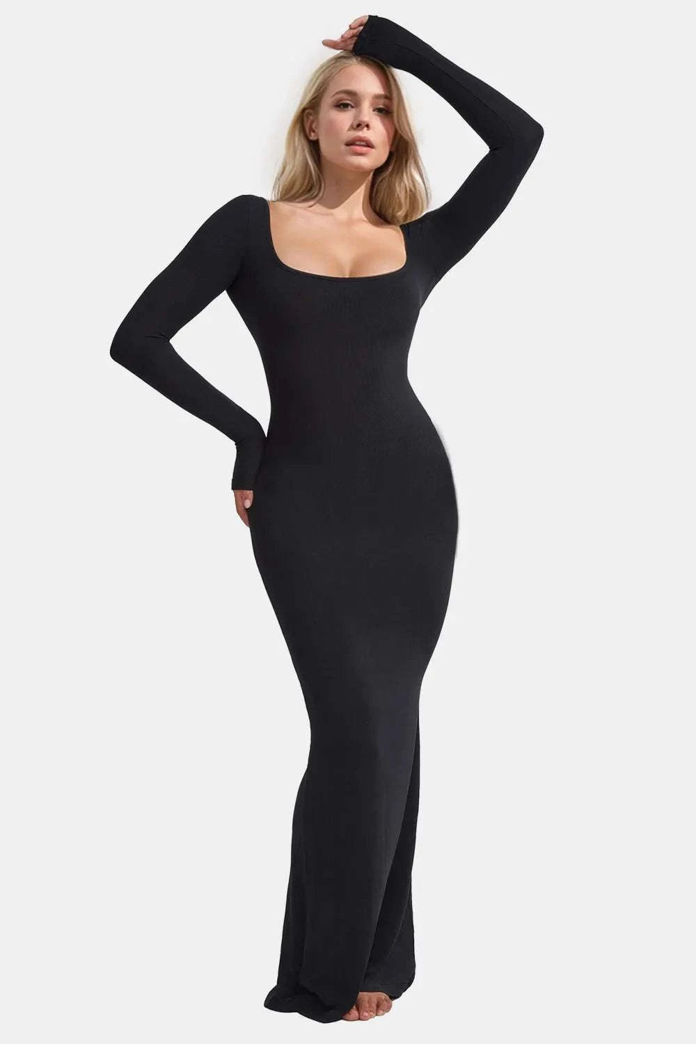 Basic Bae Built-In Shapewear Square Neck Long Sleeve Maxi Dress WESTCLOSET