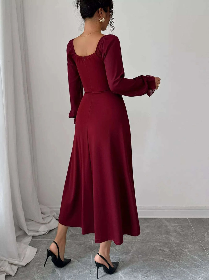 Flounce Sleeve A-Line Midi Dress WESTCLOSET