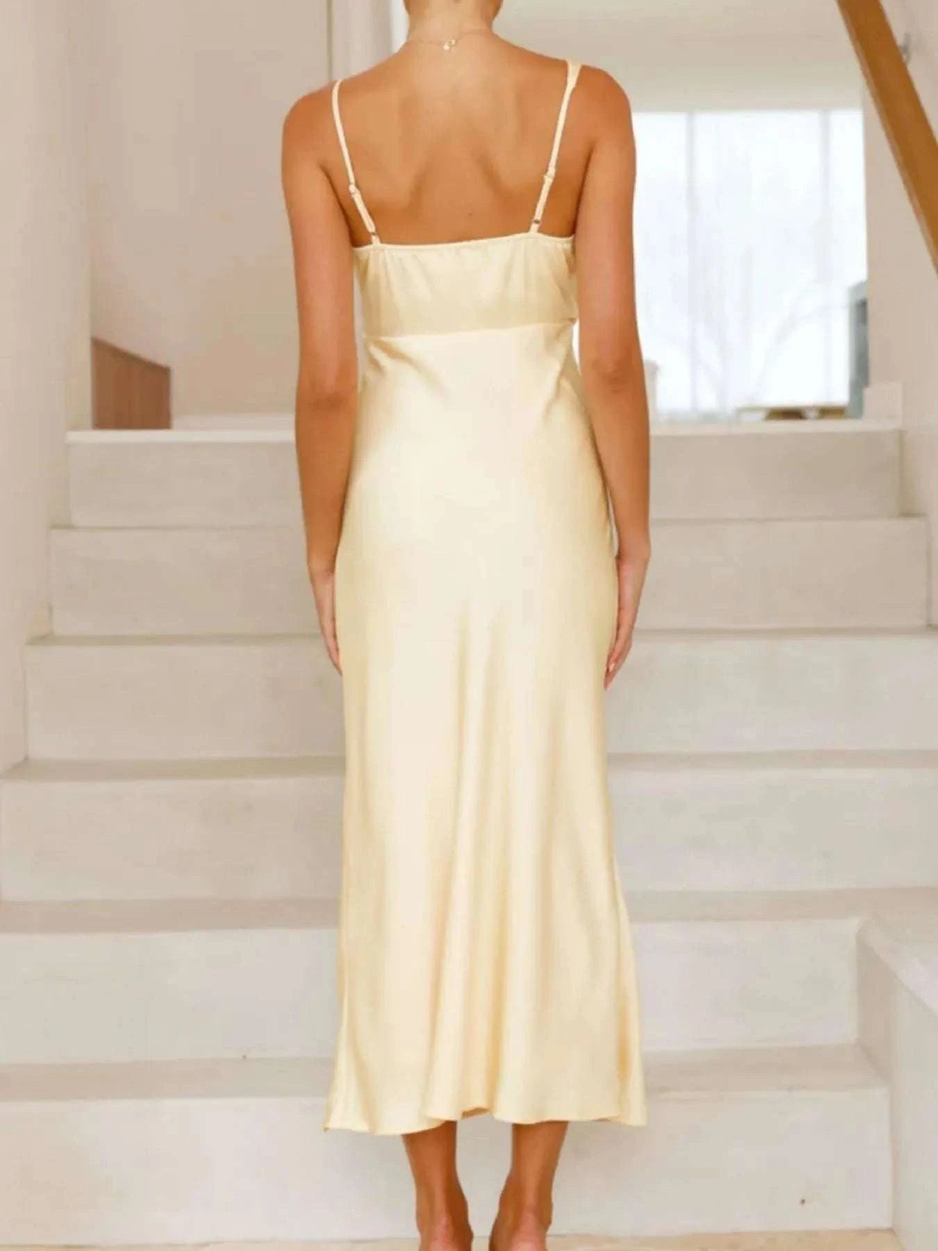Satin Asymmetrical Midi Dress WESTCLOSET