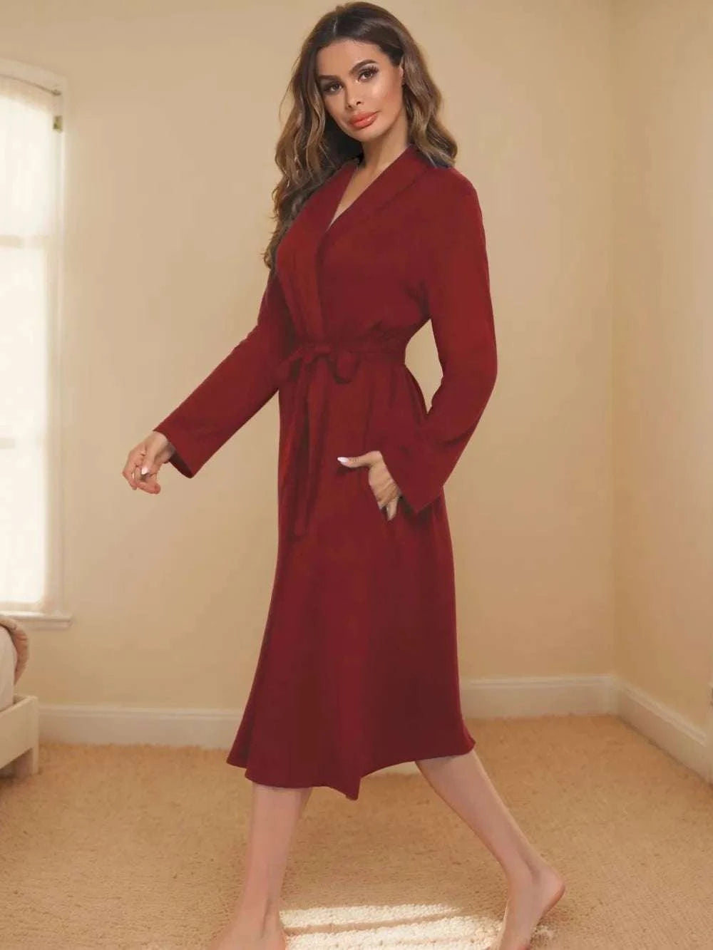 Tied Lounge Nightgown with Pockets WESTCLOSET