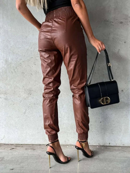 Smocked High Waist Pants with Pockets WESTCLOSET