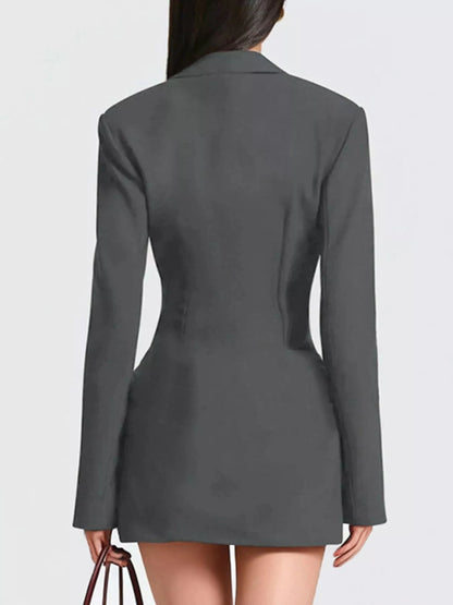 Full Size Blazer-Style Long Sleeve Mini Dress Plus Size WESTCLOSET