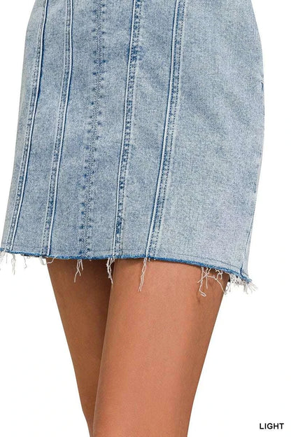 Zenana Spaghetti Strap Exposed Seam Light-Wash Dress WESTCLOSET