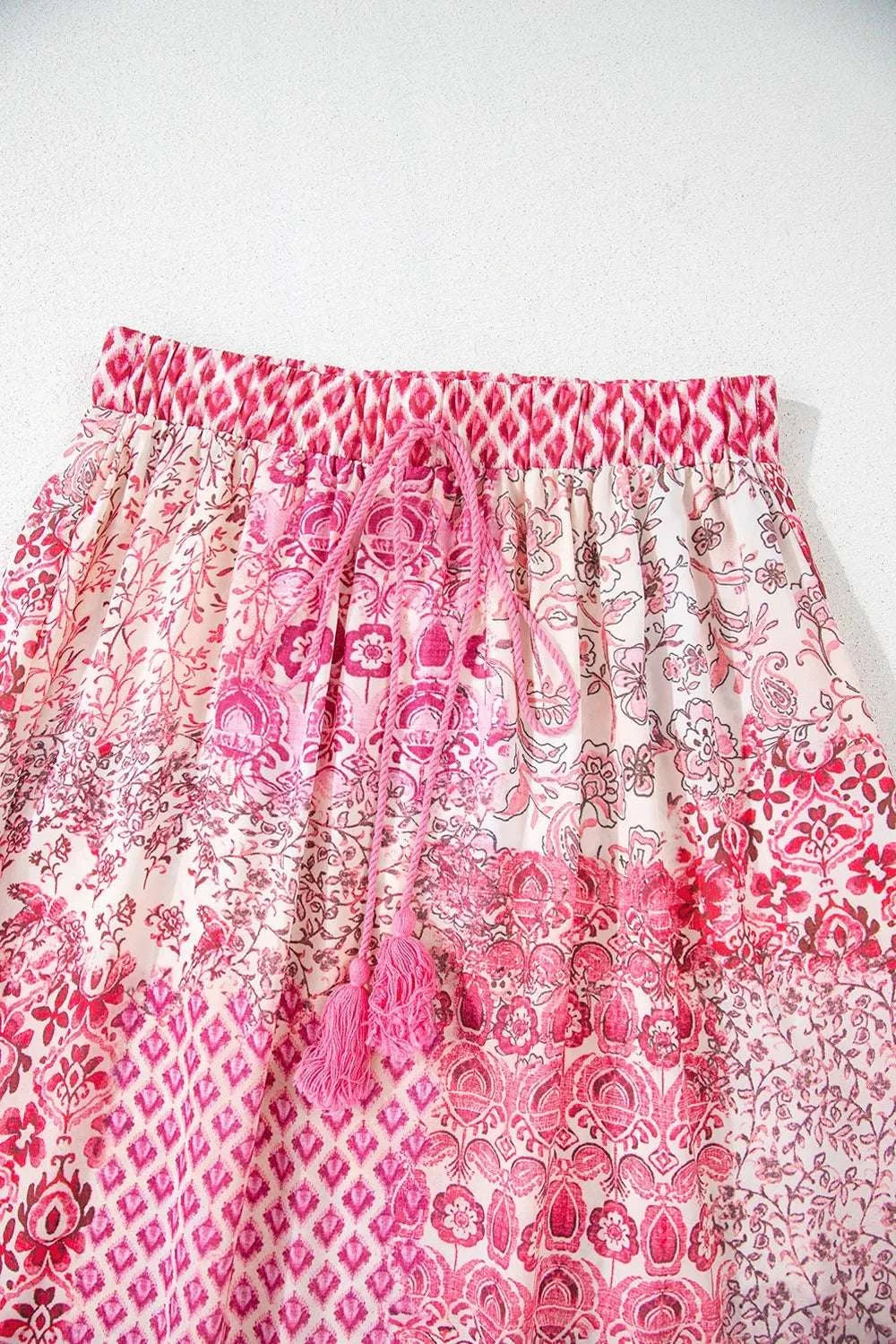 Printed Tassel Drawstring High Waist Maxi Skirt WESTCLOSET