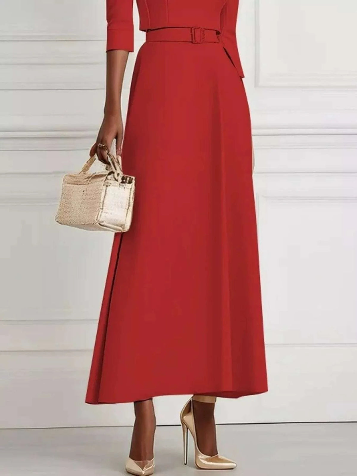 Elegant Off-Shoulder Belted Maxi Dress WESTCLOSET
