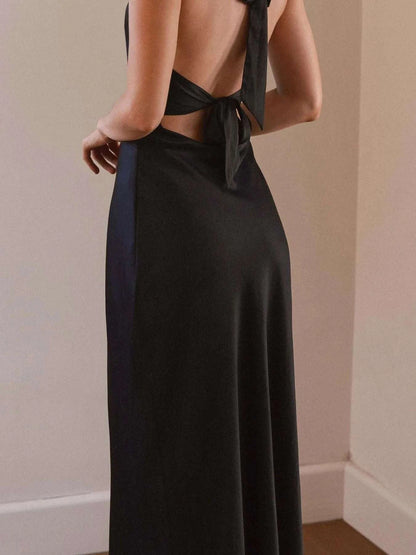 Halter Neck Wrap Maxi Dress with Tie Detail WESTCLOSET