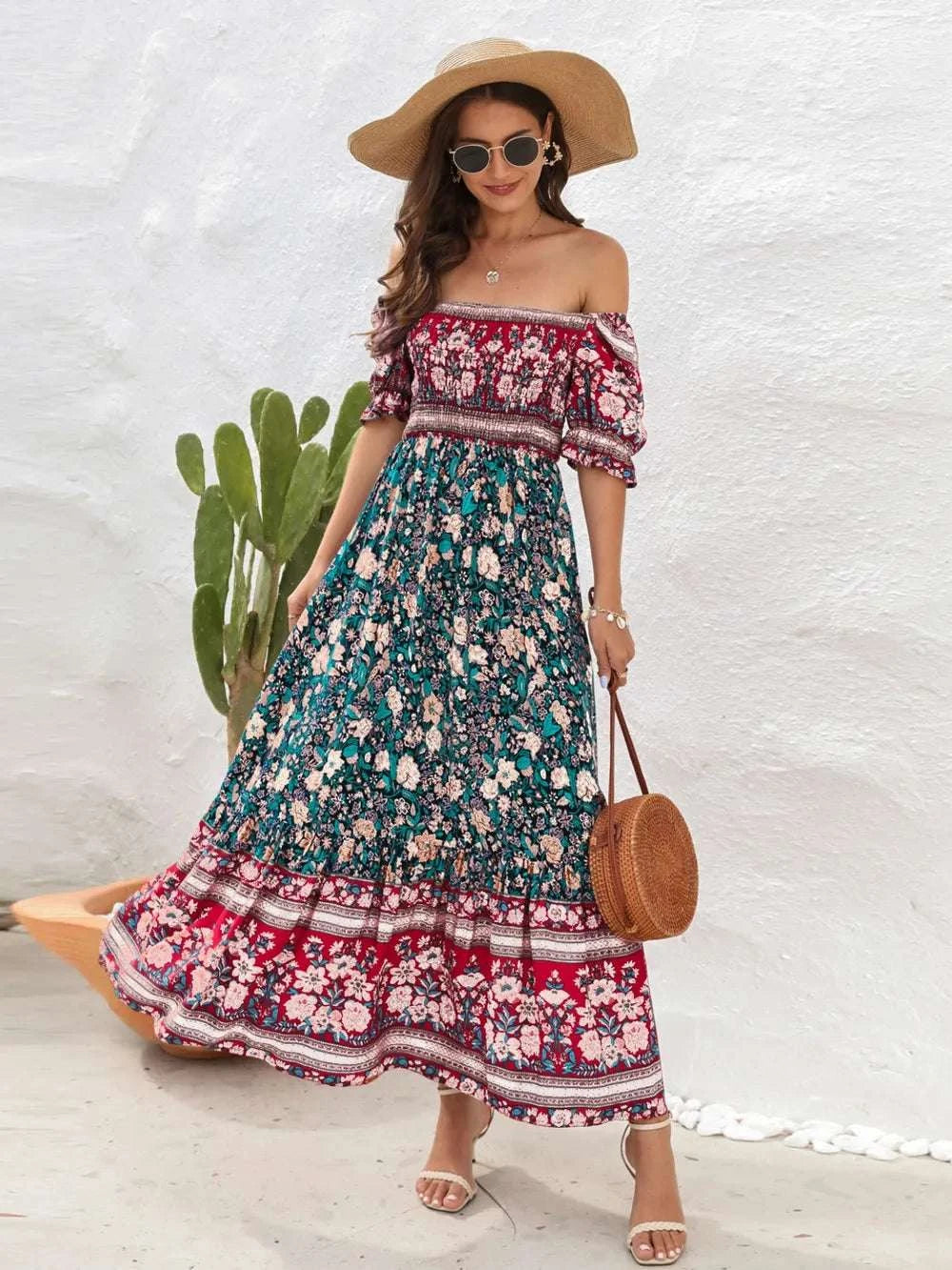 Floral Flounce Sleeve Midi Dress WESTCLOSET