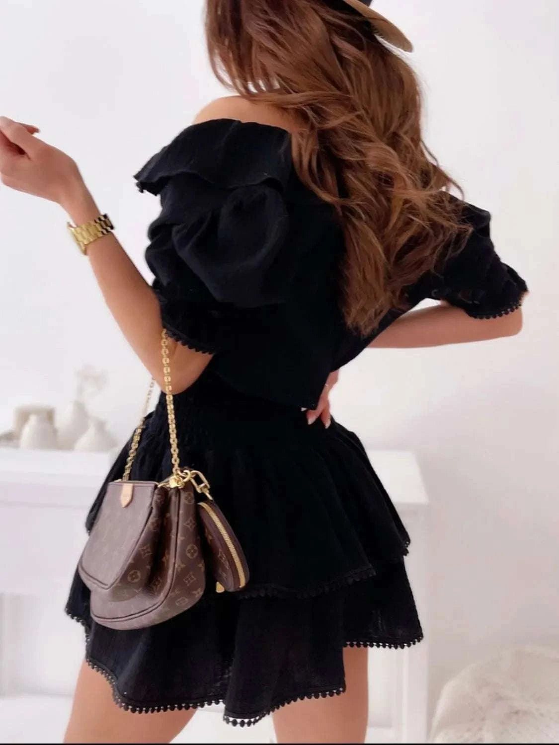 Ruffled Smocked Layered Mini Dress WESTCLOSET