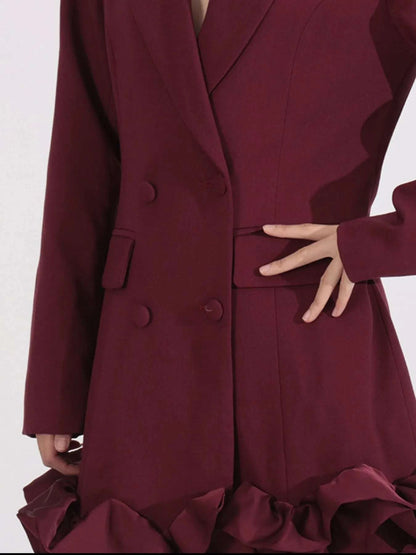 Ruffle Hem Double-Breasted Blazer Dress WESTCLOSET