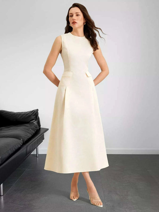 Sleeveless A-Line Midi Dress with Pockets WESTCLOSET