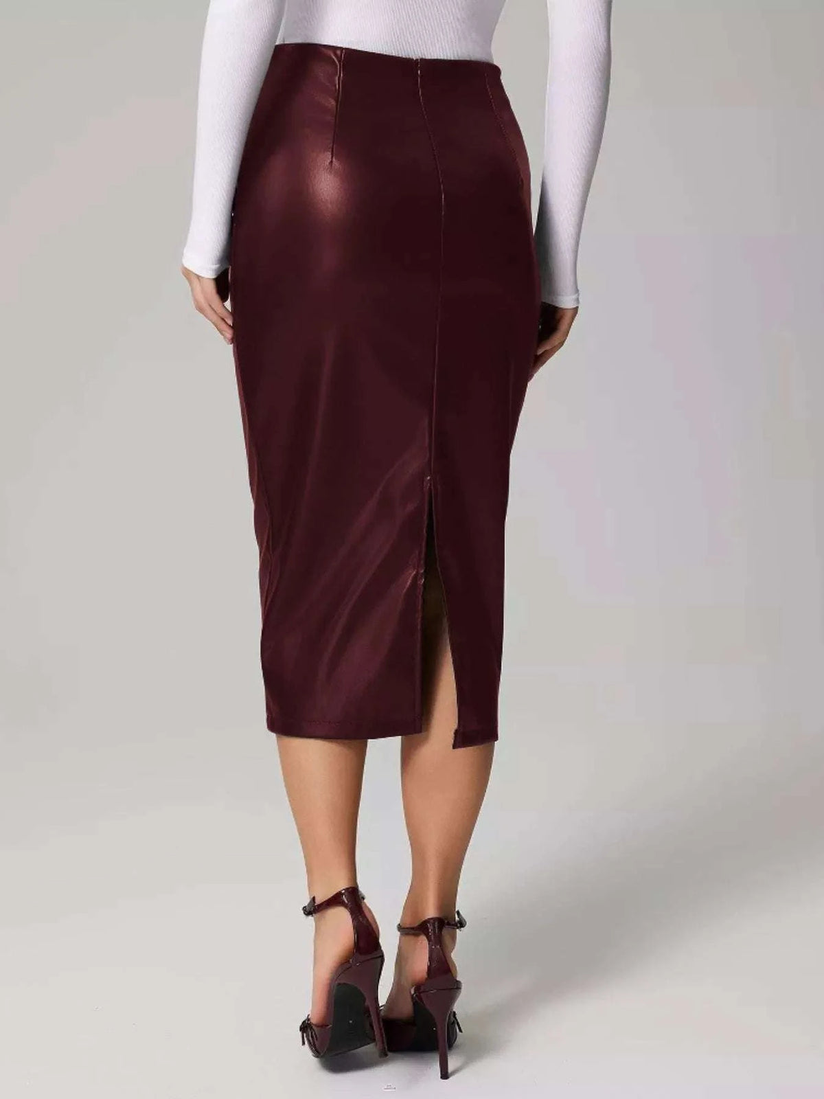 Slit Back Leather Skirt WESTCLOSET