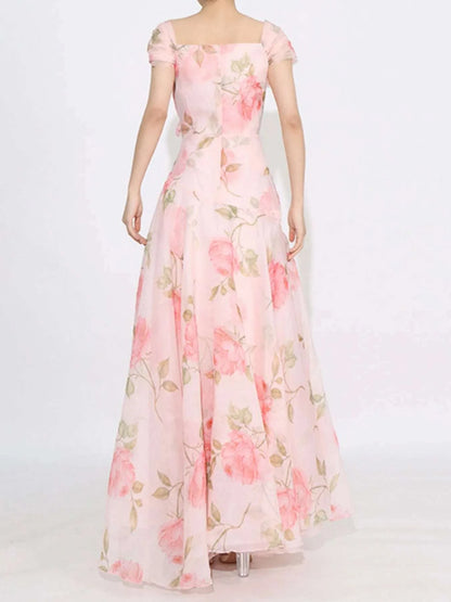 Floral Ruffled Short Sleeve Maxi Dress WESTCLOSET