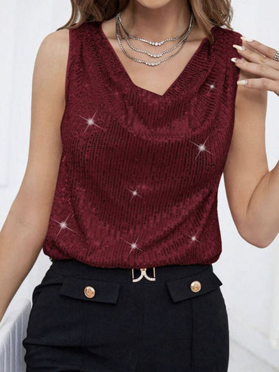 WestCloset Sequin Cowl Neck Tank 
