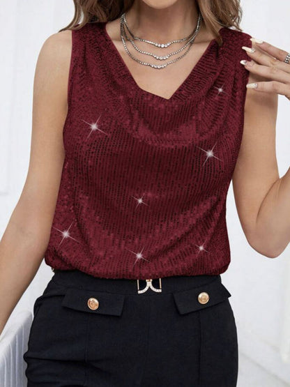 WestCloset Sequin Cowl Neck Tank 