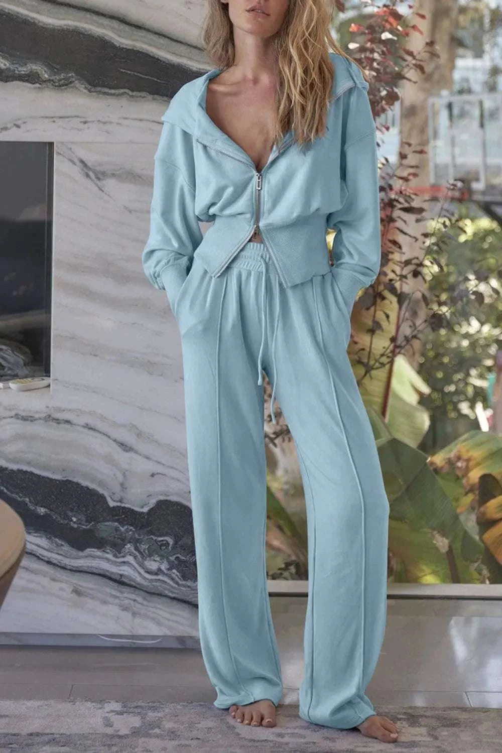 Zip-Up Hoodie and Pants Active Set WESTCLOSET