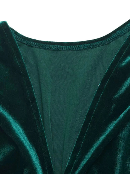 Velvet V-Neck Long Sleeve Maxi Dress WESTCLOSET