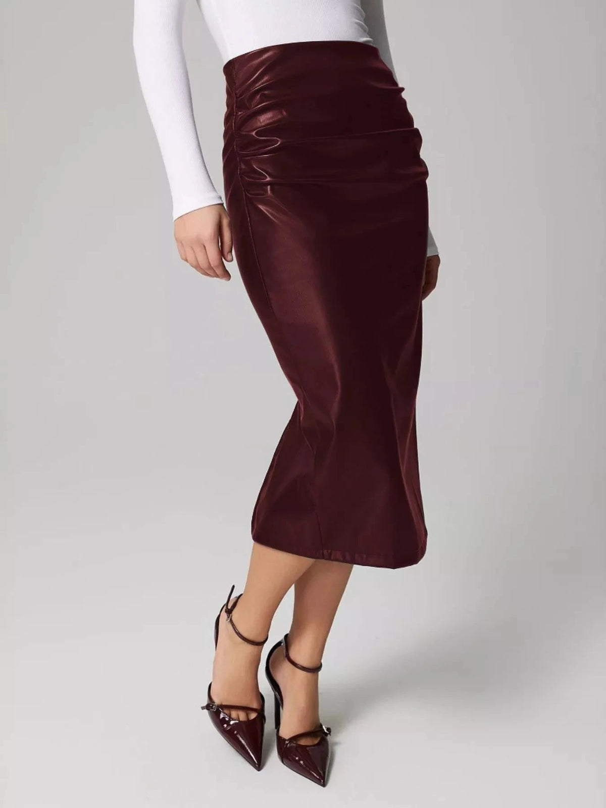 Slit Back Leather Skirt WESTCLOSET