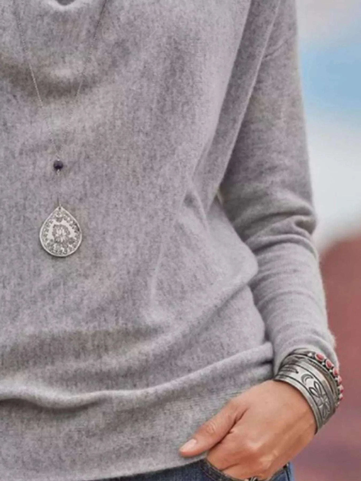 Full Size Cowl Neck Long Sleeve Top Plus Size WESTCLOSET