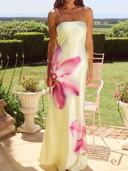 Printed Tube Maxi Dress WESTCLOSET
