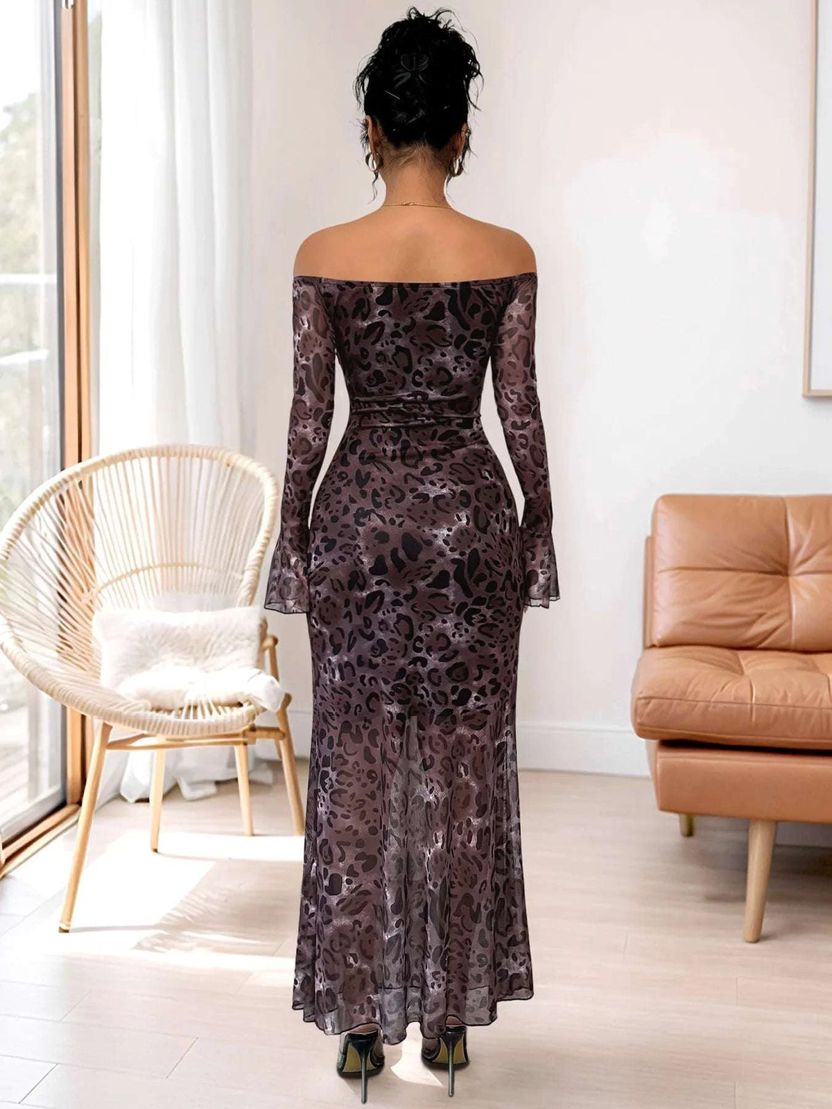 Off-Shoulder Long Sleeve Maxi Dress WESTCLOSET