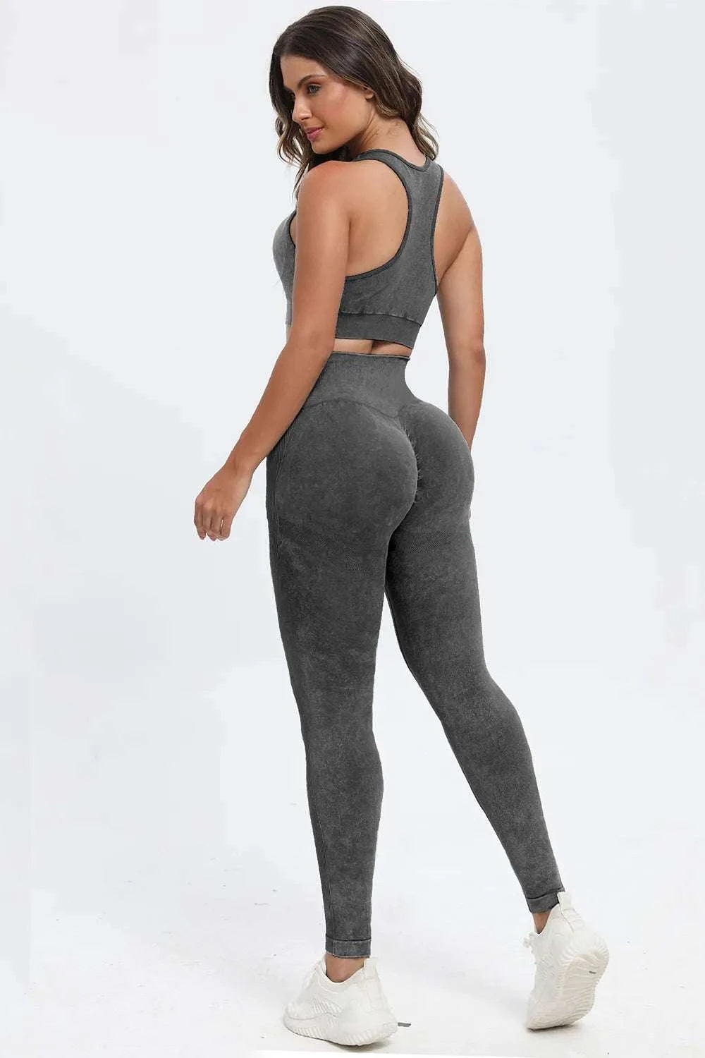 3 Piece Washed Square Neck Wide Strap Active Set WESTCLOSET