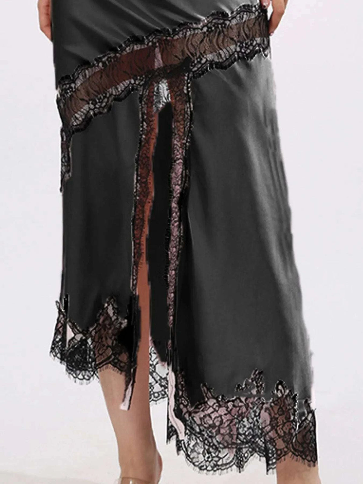 Lace Trim Asymmetrical Midi Skirt WESTCLOSET