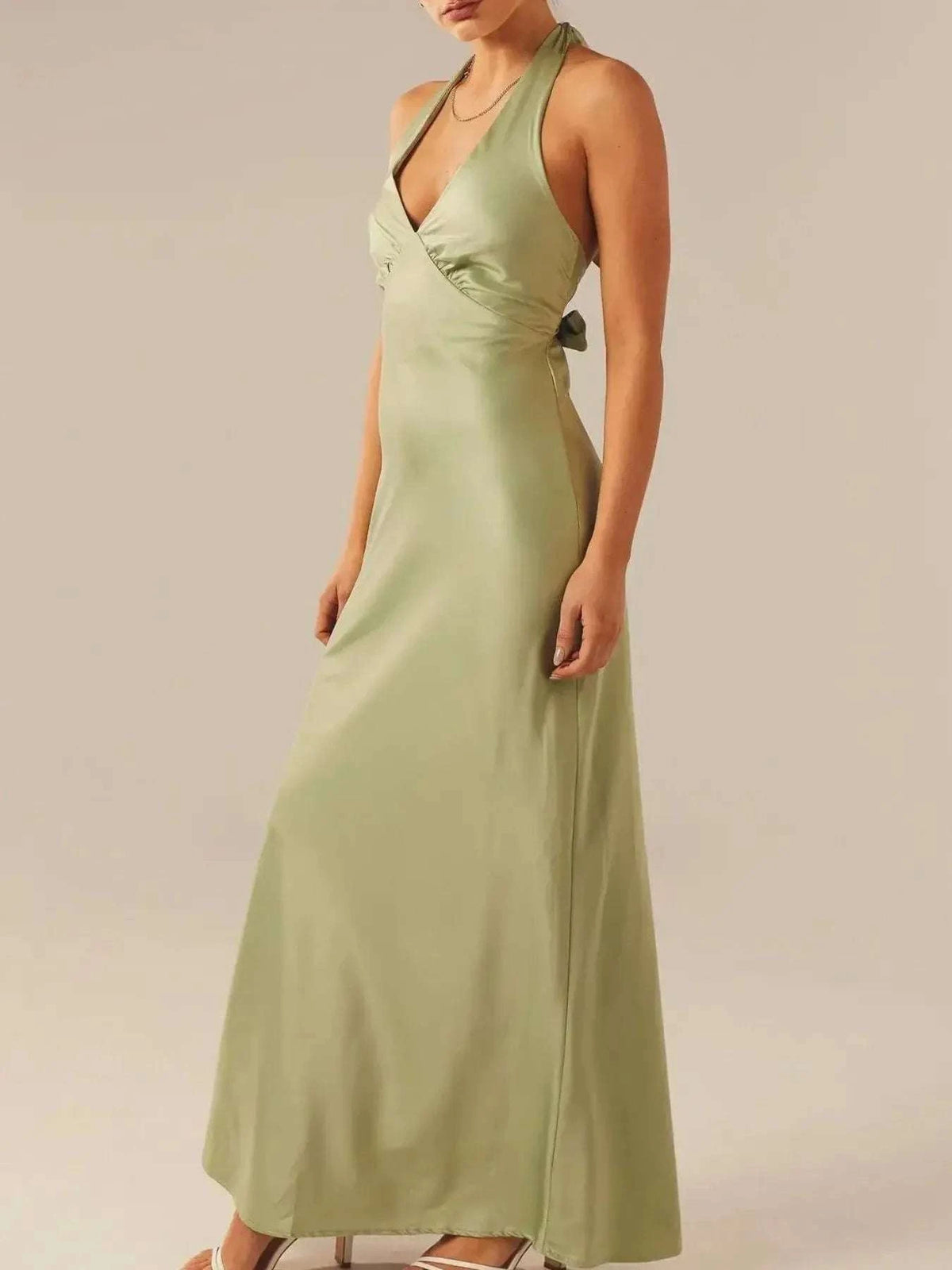 Halter Neck Wrap Maxi Dress with Tie Detail WESTCLOSET