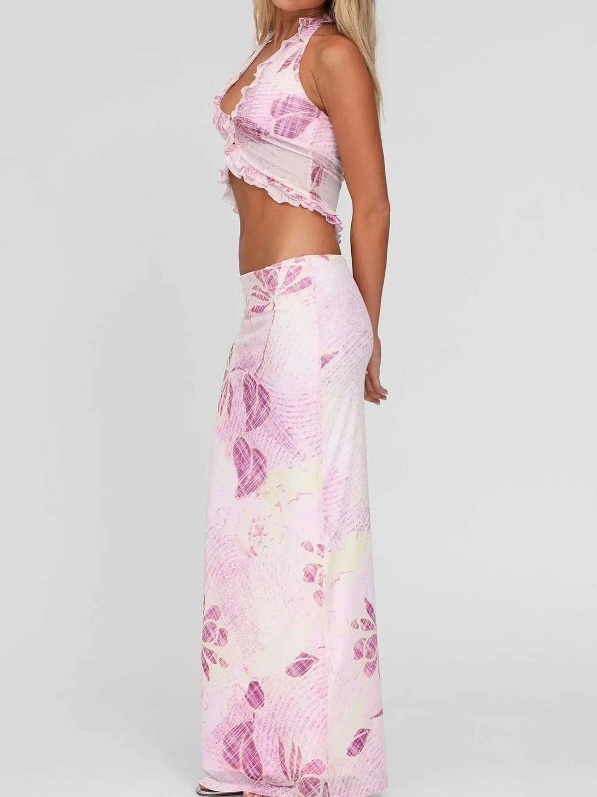 Printed Halter Neck Cami and Maxi Skirt Set WESTCLOSET
