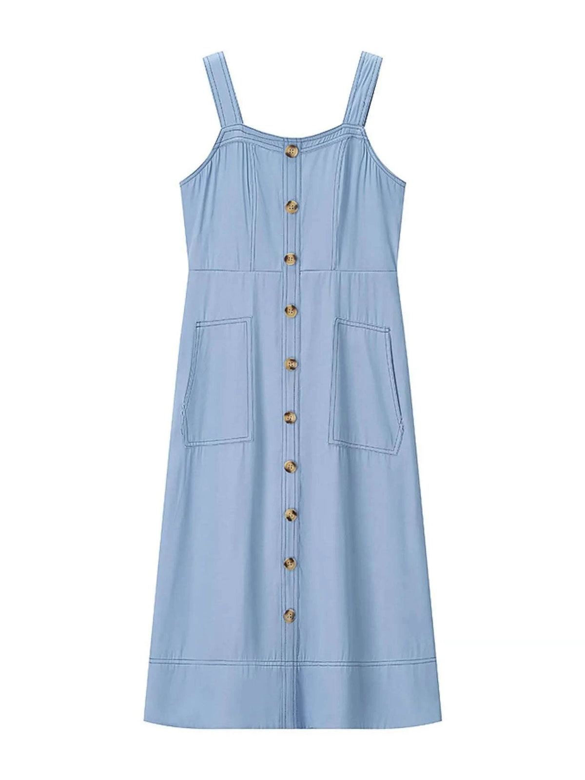Wide Strap Sweetheart Neck Denim Dress WESTCLOSET