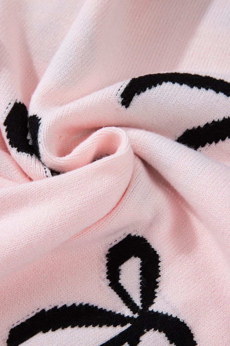 WestCloset Bow Pattern Round Neck Loose Fit Sweater 