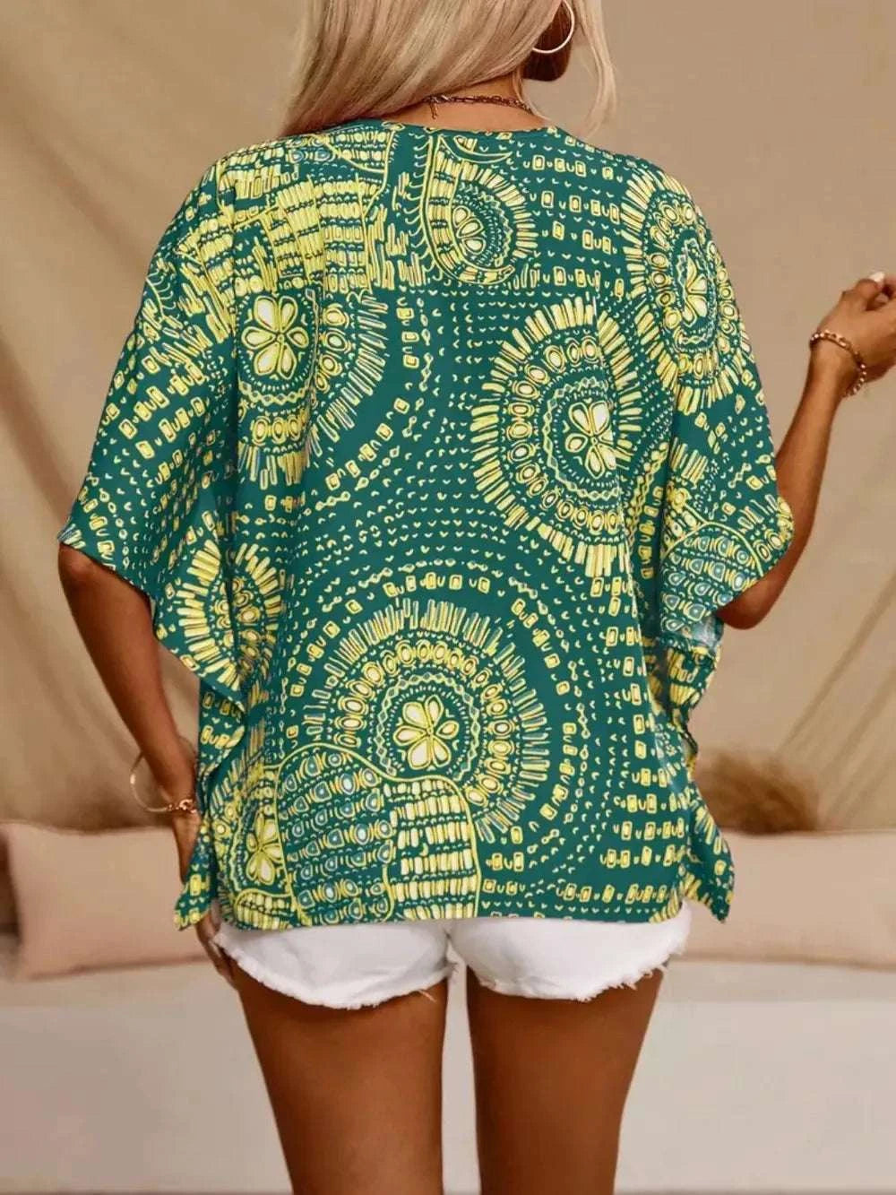 Printed V-Neck Half Sleeve Top WESTCLOSET