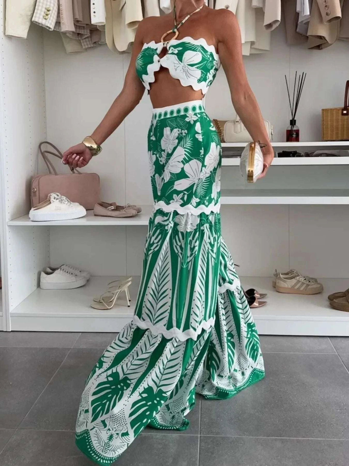 Printed Halter Neck Cami and Skirt Set WESTCLOSET