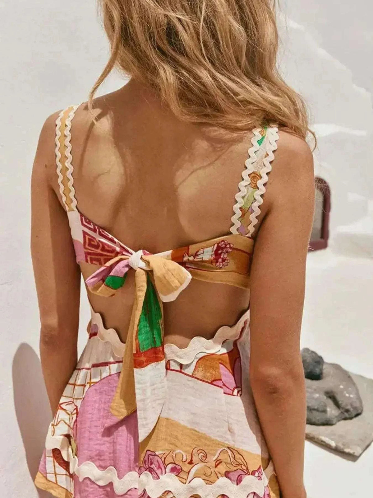 Tie Back Printed Cami and Pants Set WESTCLOSET