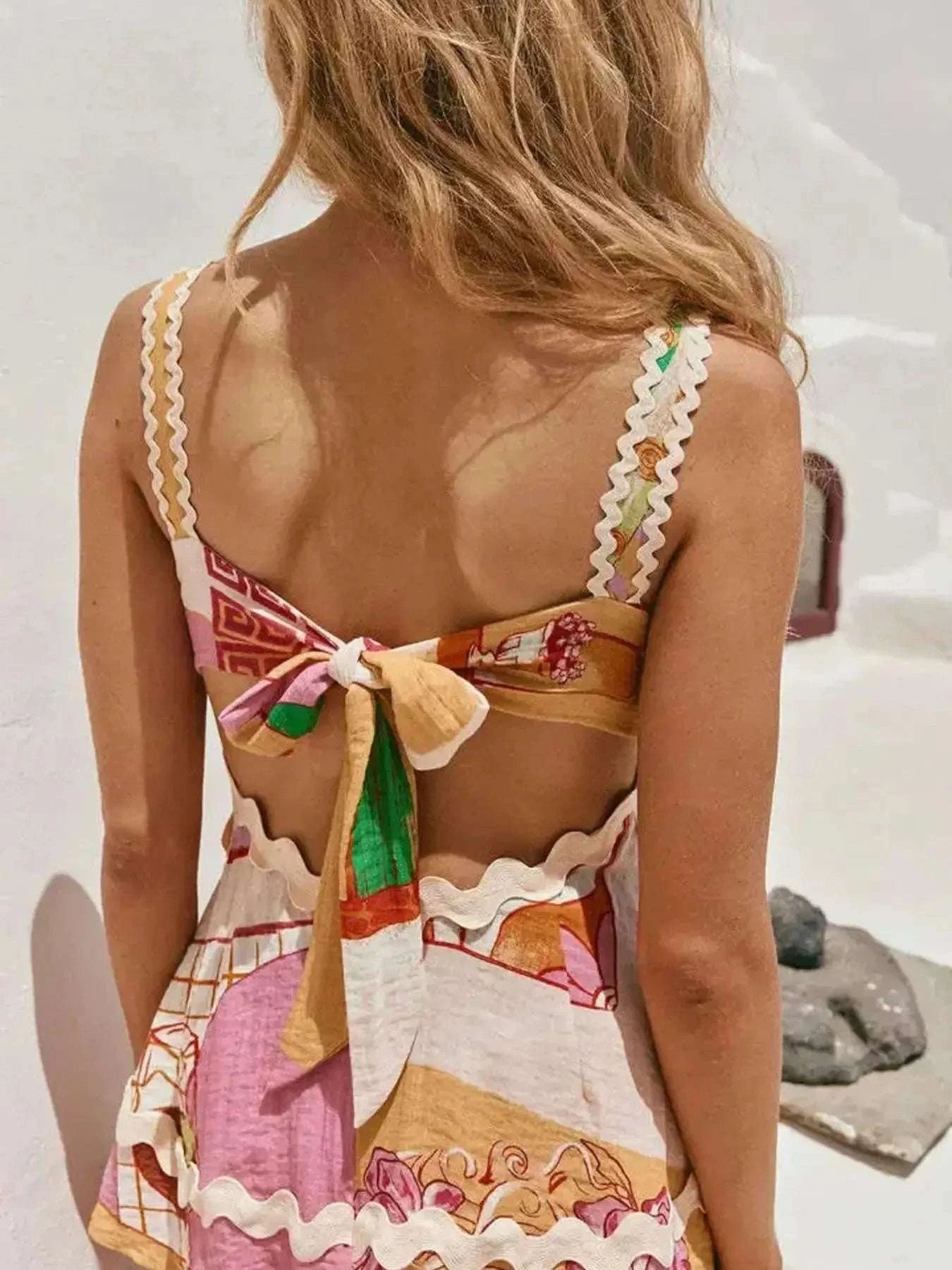 Tie Back Printed Cami and Pants Set WESTCLOSET