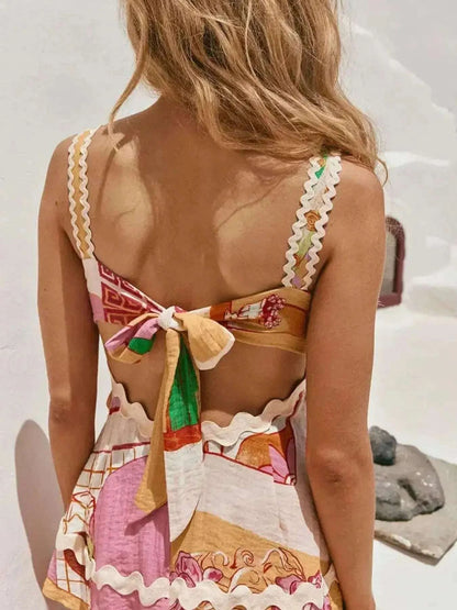 Tie Back Printed Cami and Pants Set WESTCLOSET