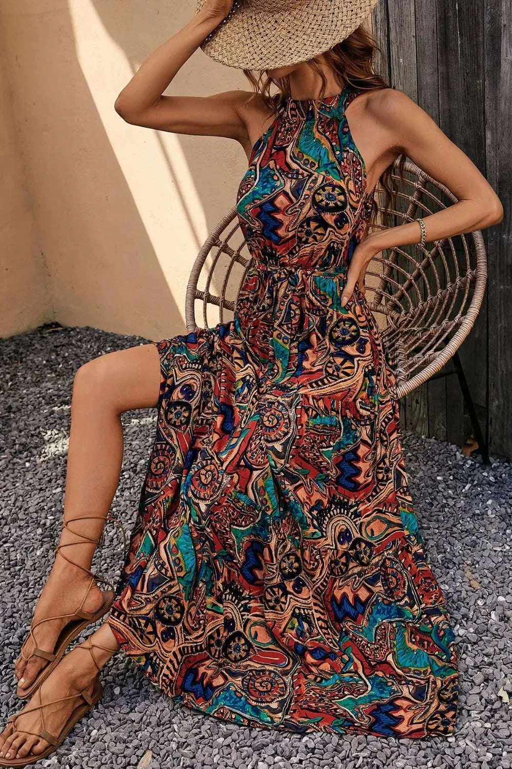 Tied Floral Sleeveless Dress WESTCLOSET