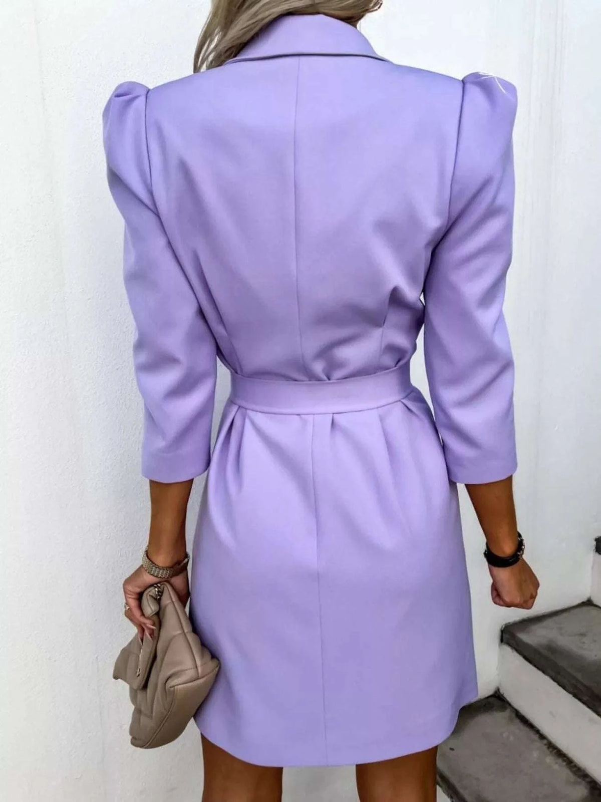3/4 Sleeve Belted Blazer Dress WESTCLOSET