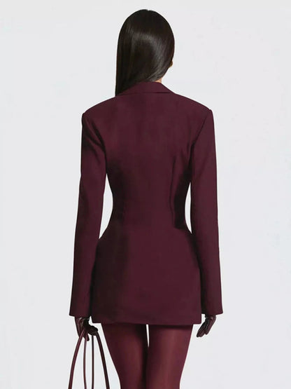 Full Size Blazer-Style Long Sleeve Mini Dress Plus Size WESTCLOSET