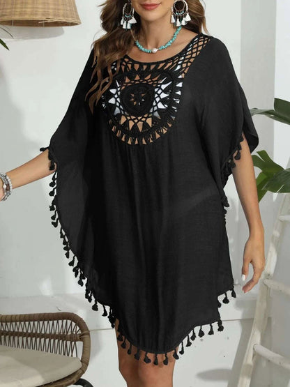 Tassel Crochet Round Neck Cover-Up WESTCLOSET