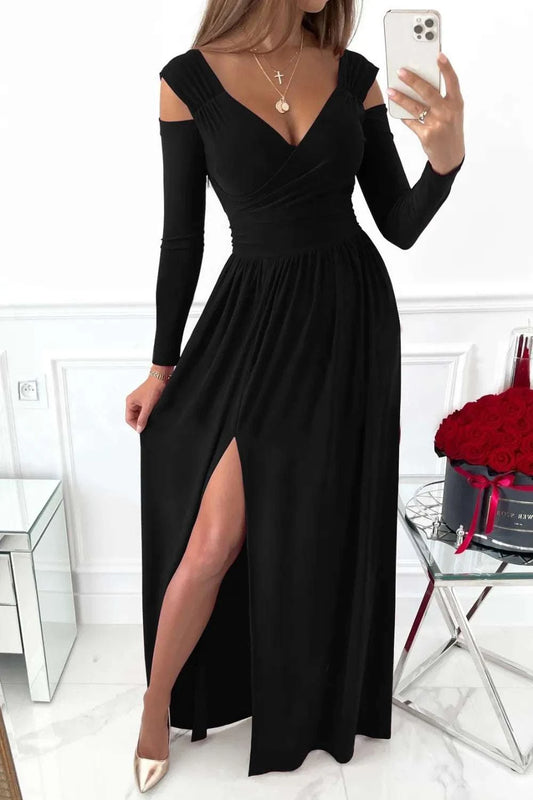 Slit Surplice Long Sleeve Maxi Dress WESTCLOSET