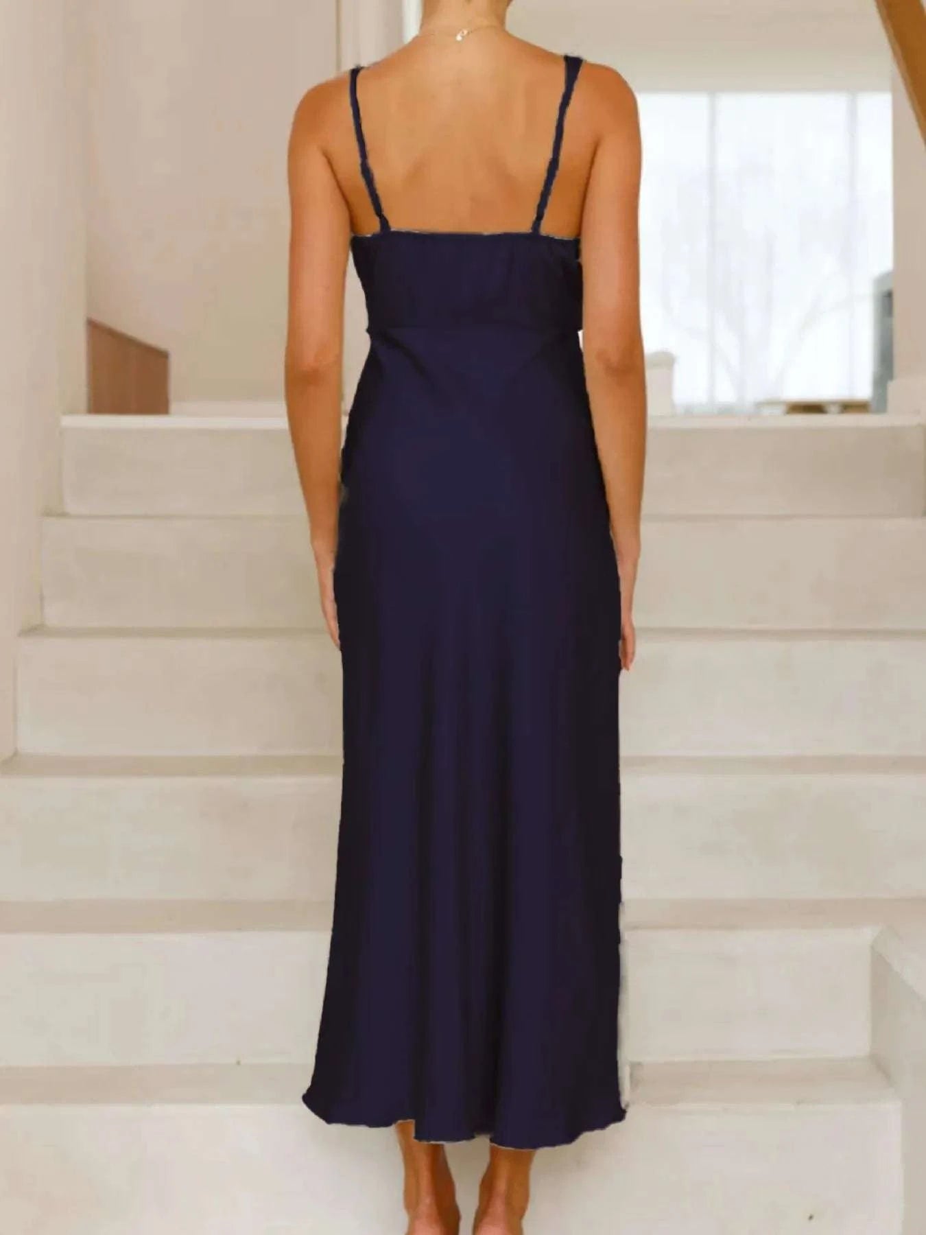 Satin Asymmetrical Midi Dress WESTCLOSET