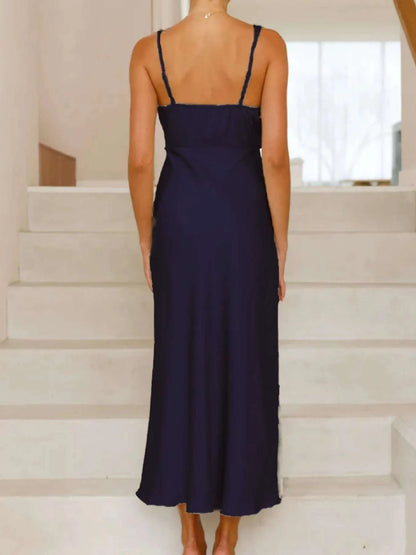 Satin Asymmetrical Midi Dress WESTCLOSET