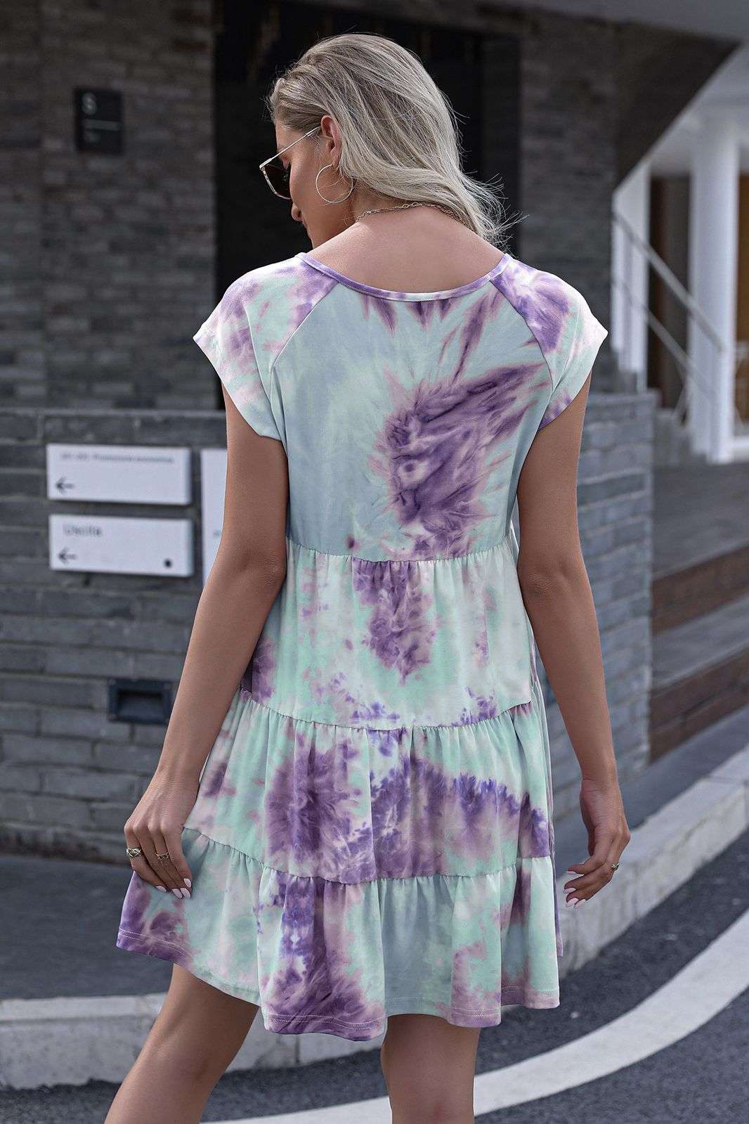 Ivy Lane Tie-Dye Ruffle Hem Dress WESTCLOSET
