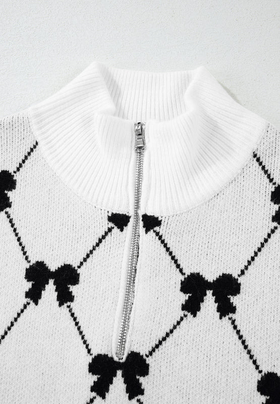 WestCloset Bow Half Zip Sweater Vest 