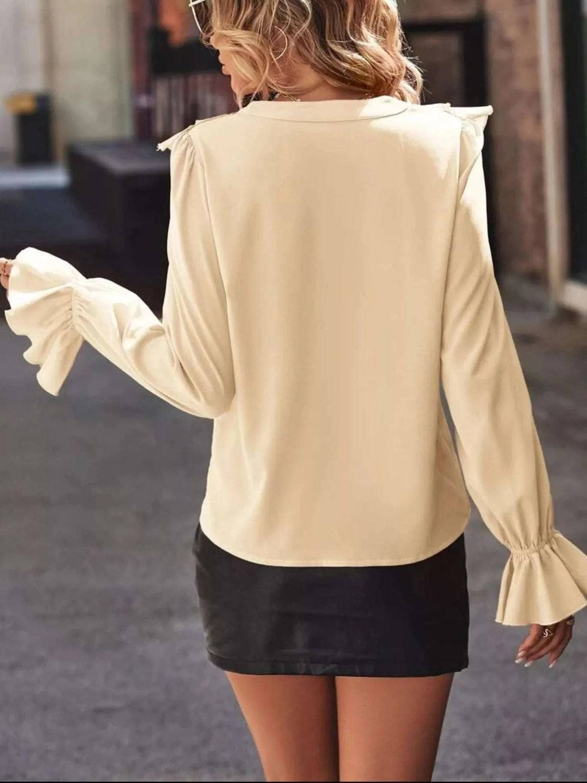 Ruffled Flounce Sleeve Blouse WESTCLOSET