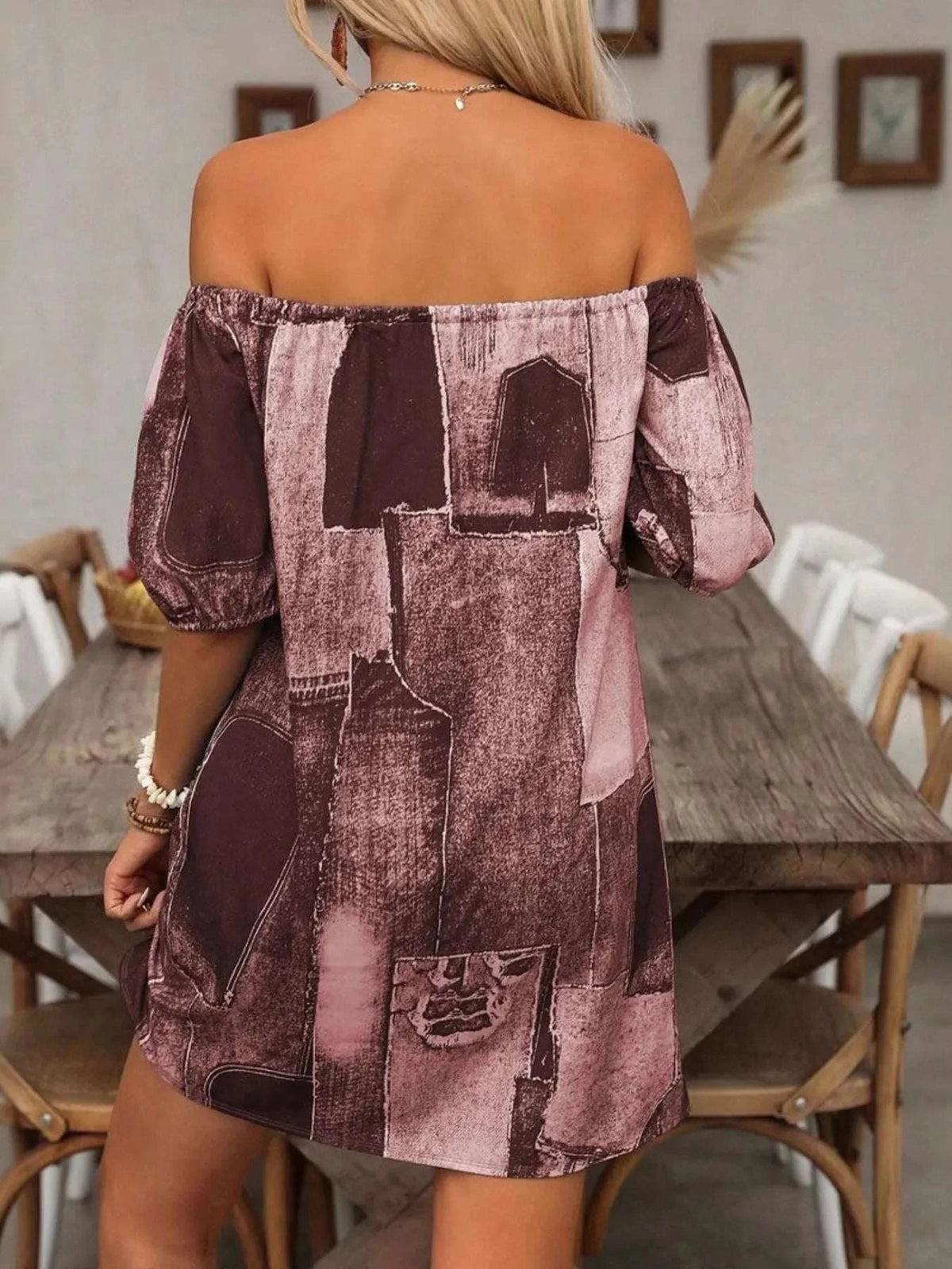 Patchwork Off Shoulder Denim Mini Dress WESTCLOSET