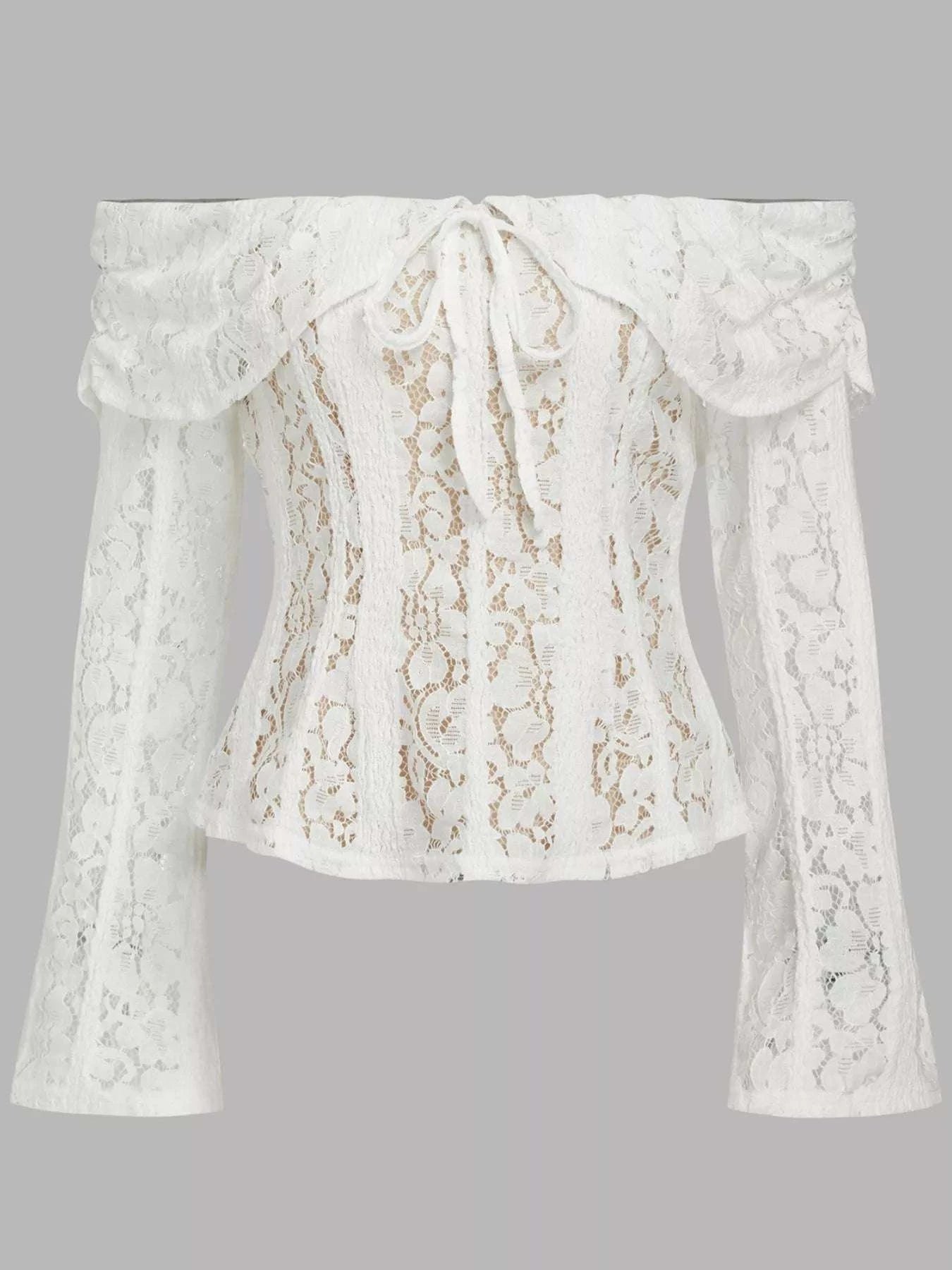 Off-Shoulder Lace Top with Bell Sleeves WESTCLOSET